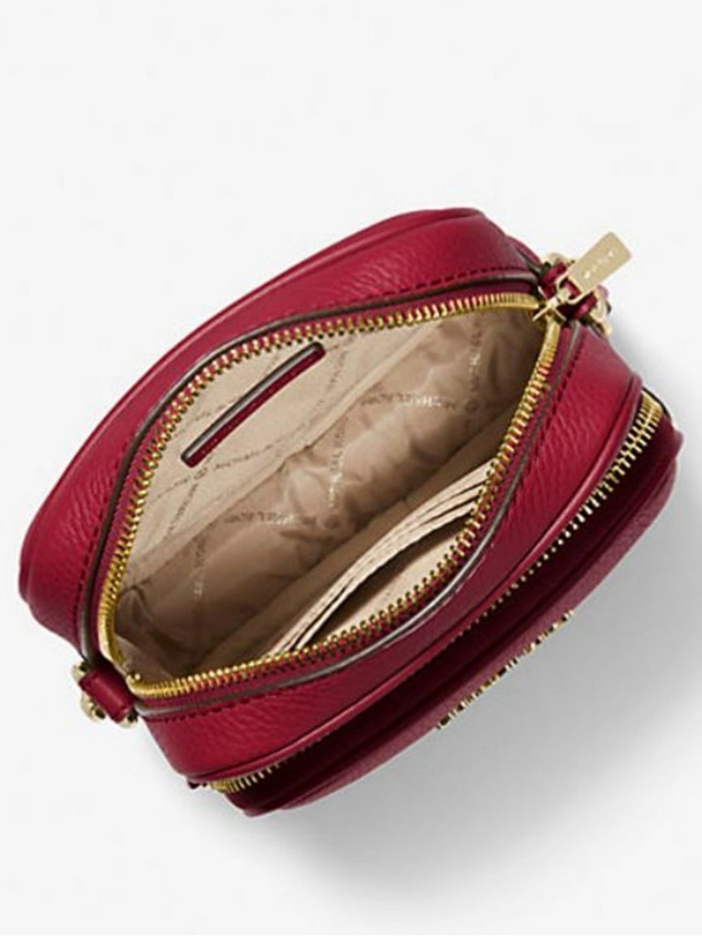 MICHAEL KORS Jet Set Pebbled Leather Crossbody Bag Cherry Red Gold Hardware - Picture 3 of 10
